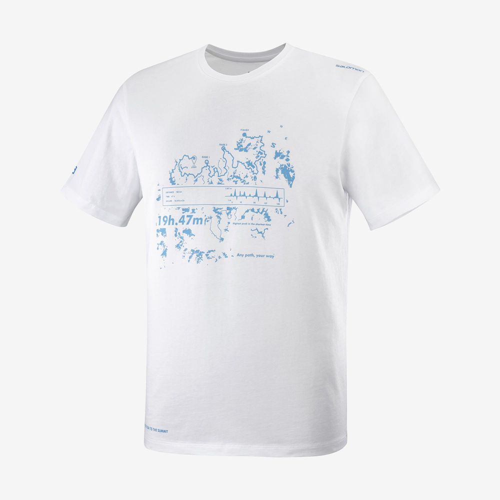 Men's Salomon OUTLIFE GRAPHIC SALOMONOTONE SS M Short Sleeve T Shirts White | QKZPWT-103