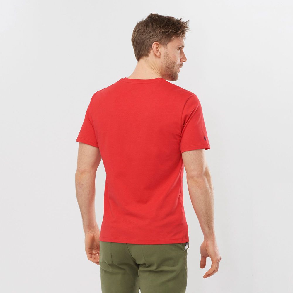 Men's Salomon OUTLIFE LOGO Short Sleeve T Shirts Red | ALVXBP-364