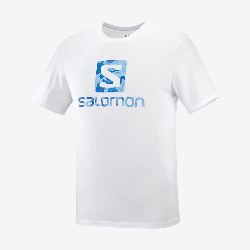 Men's Salomon OUTLIFE LOGO Short Sleeve T Shirts White | JKNPRW-794