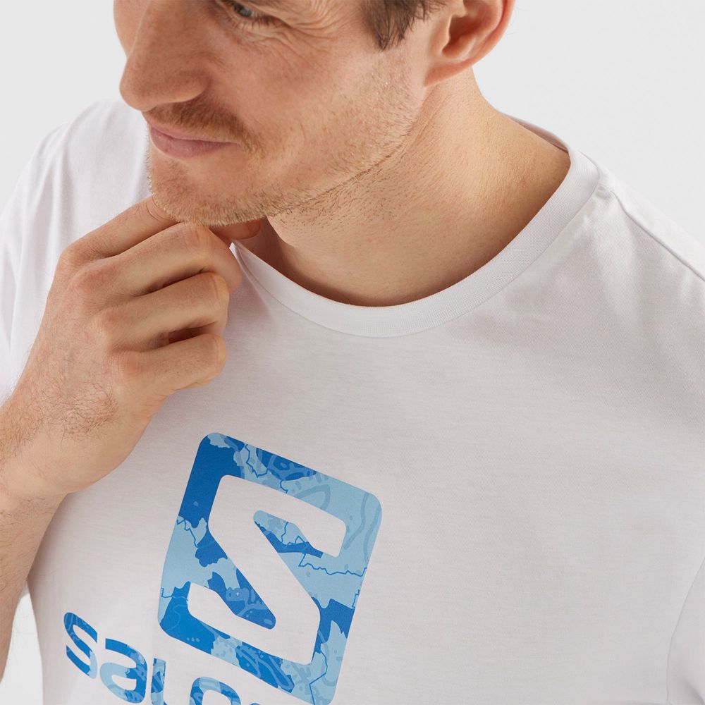Men's Salomon OUTLIFE LOGO Short Sleeve T Shirts White | JKNPRW-794