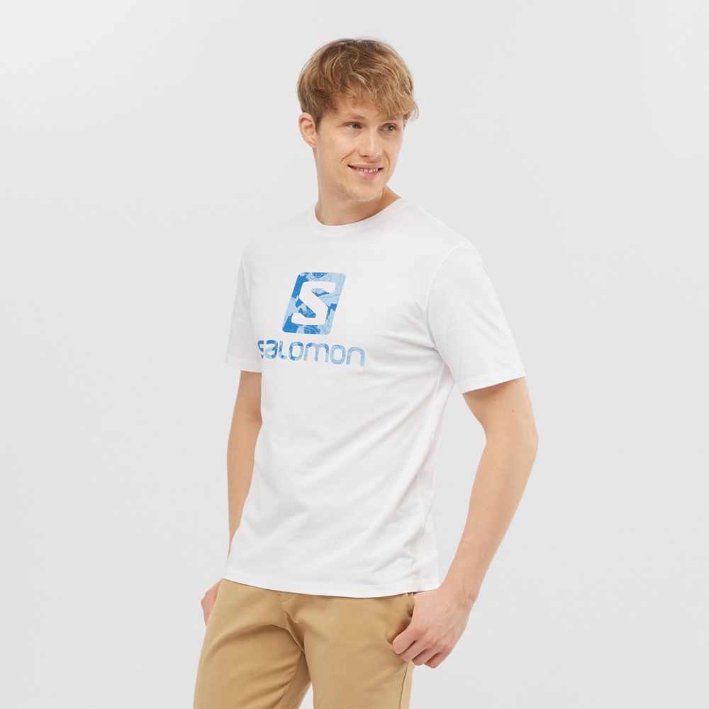 Men\'s Salomon OUTLIFE LOGO Short Sleeve T Shirts White | JKNPRW-794