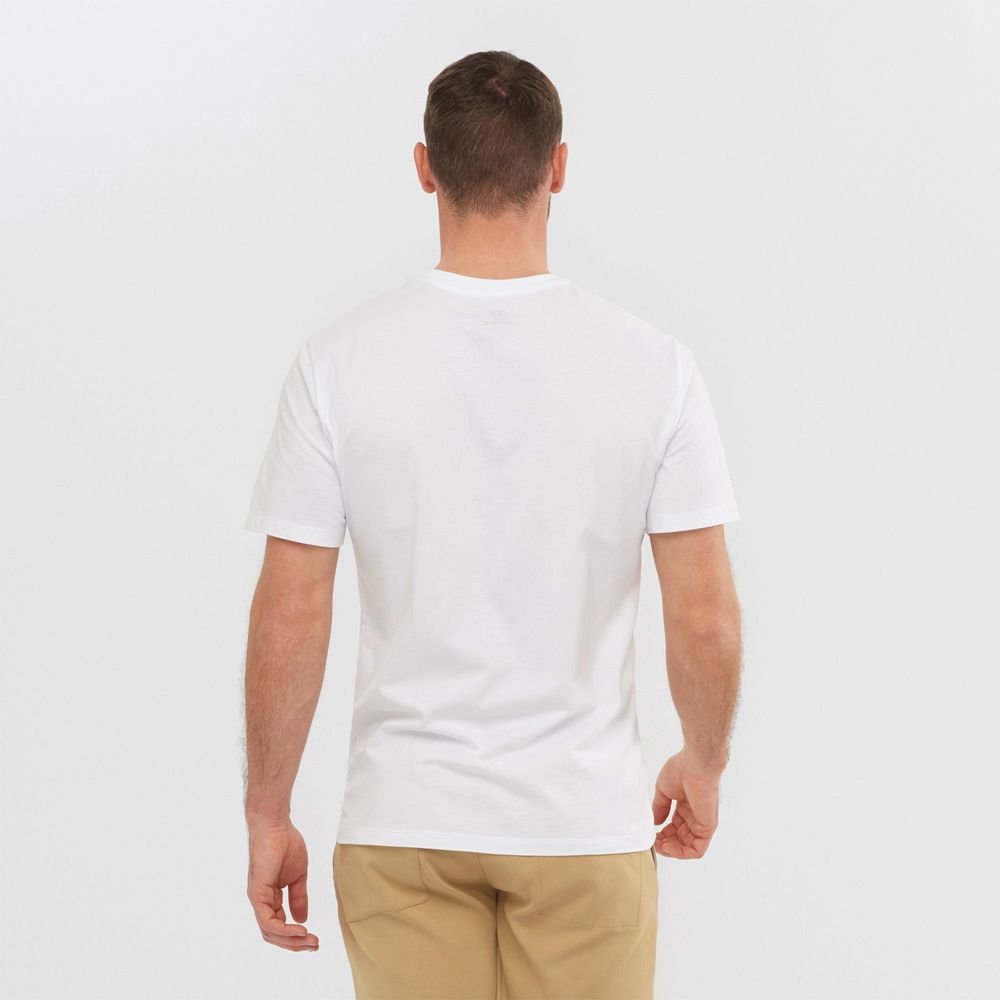 Men's Salomon OUTLIFE LOGO Short Sleeve T Shirts White | UORLMY-047