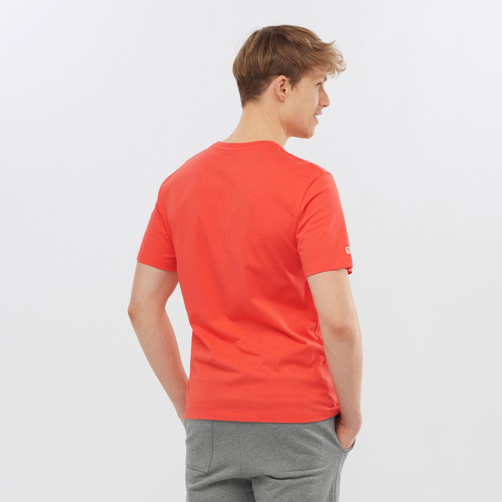 Men's Salomon OUTLIFE LOGO Short Sleeve T Shirts Orange | UYISBL-204