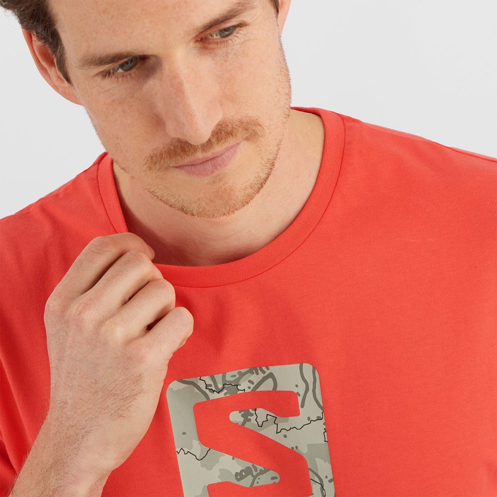 Men's Salomon OUTLIFE LOGO Short Sleeve T Shirts Orange | UYISBL-204