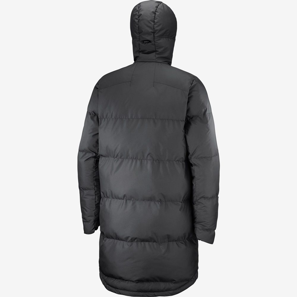 Men's Salomon OUTLIFE PACKABLE LONG PUFFER JKT U Insulated Jackets Black | LMNPSA-415