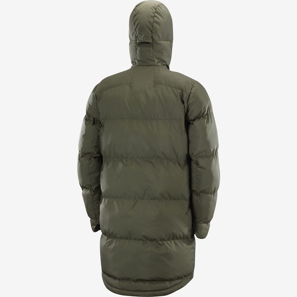 Men's Salomon OUTLIFE PACKABLE LONG PUFFER JKT U Insulated Jackets Olive | MKBCVN-423