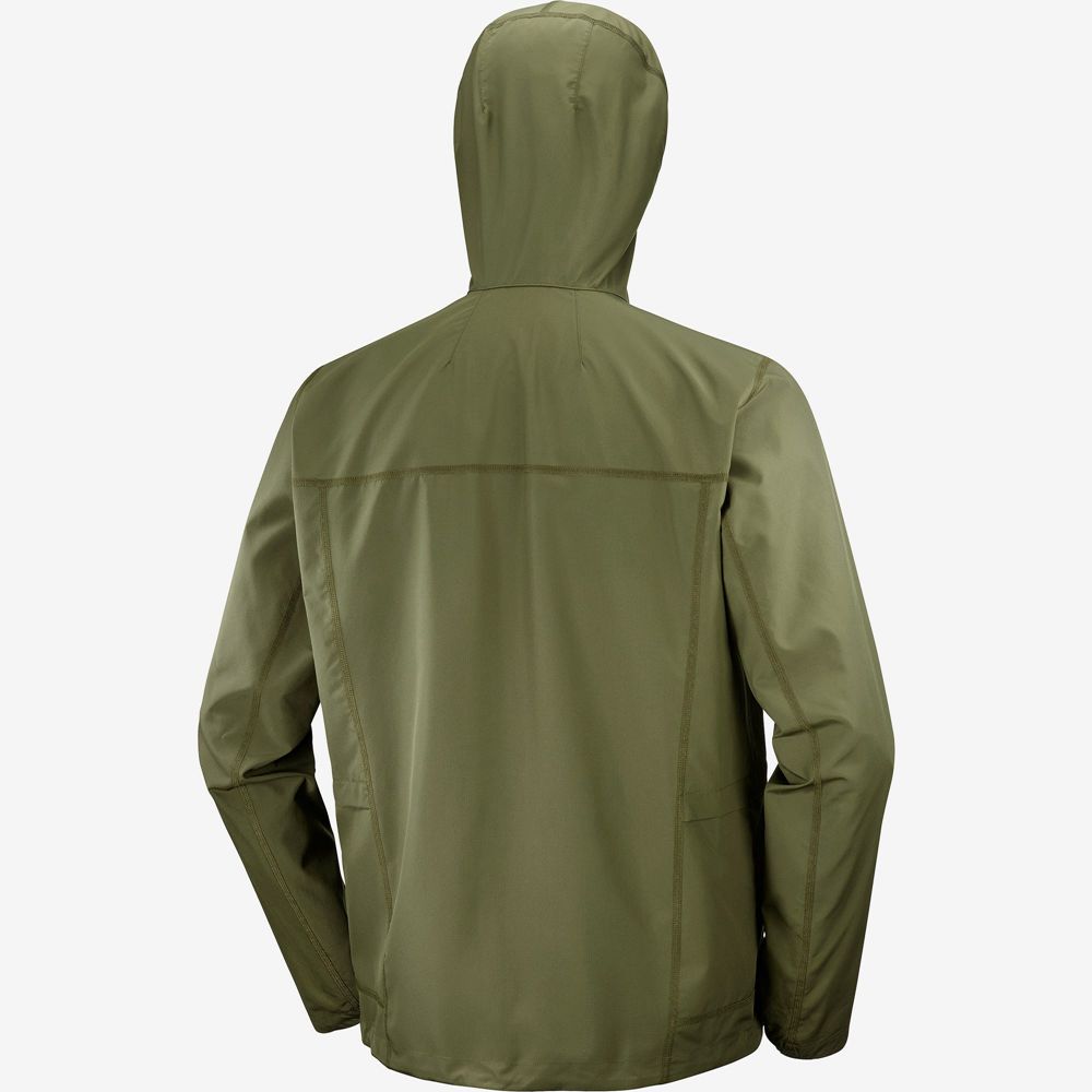 Men's Salomon OUTLIFE PACKABLE SHELL U Wind Breakers Olive | WFBOHS-268