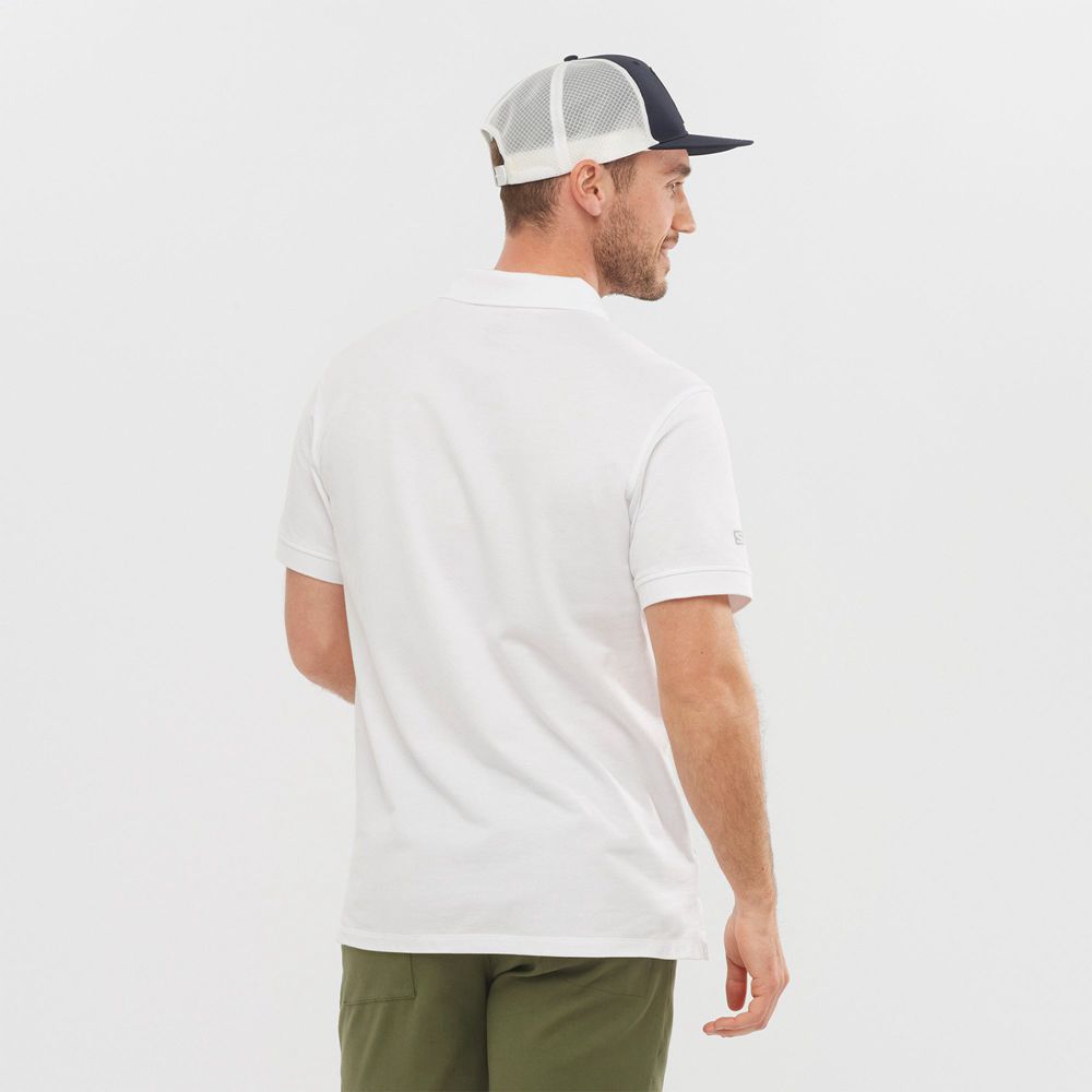 Men's Salomon OUTLIFE SS POLO M Short Sleeve T Shirts White | UIMDWF-694