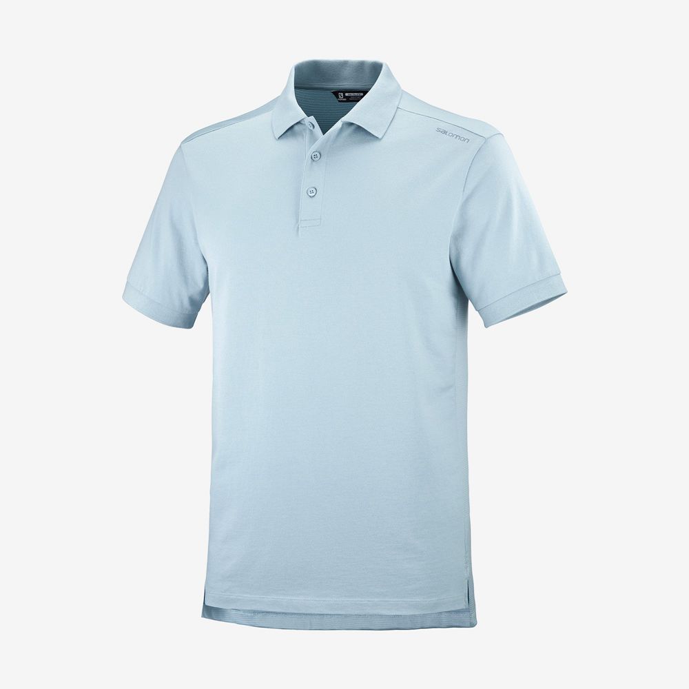 Men's Salomon OUTLIFE TECH POLO M Short Sleeve T Shirts Ashley Blue | MFVRQH-468