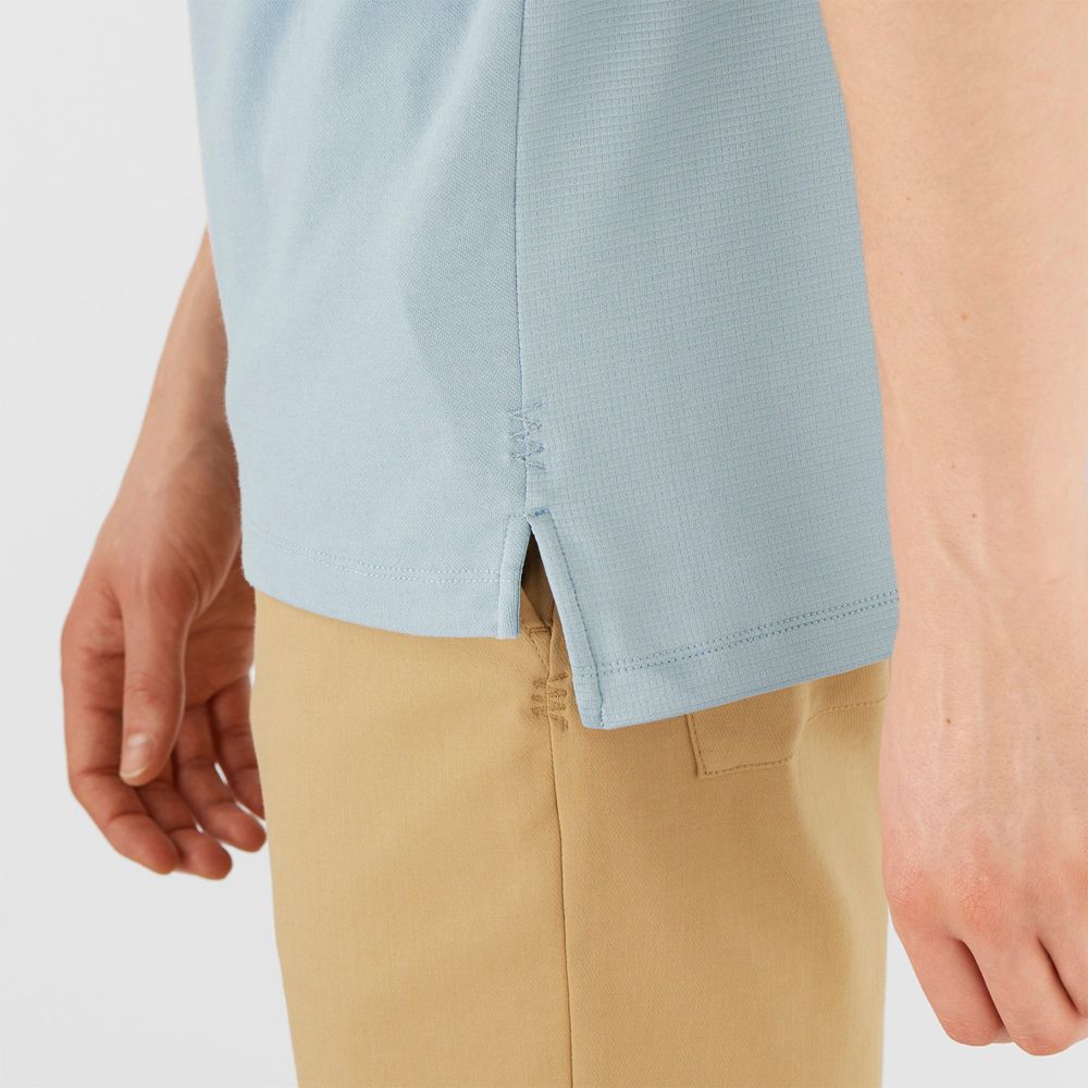 Men's Salomon OUTLIFE TECH POLO M Short Sleeve T Shirts Ashley Blue | MFVRQH-468