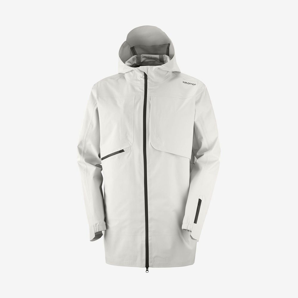 Men\'s Salomon OUTLIFE WP COMMUTER PARKA M Waterproof Jackets White | SBHRTZ-912