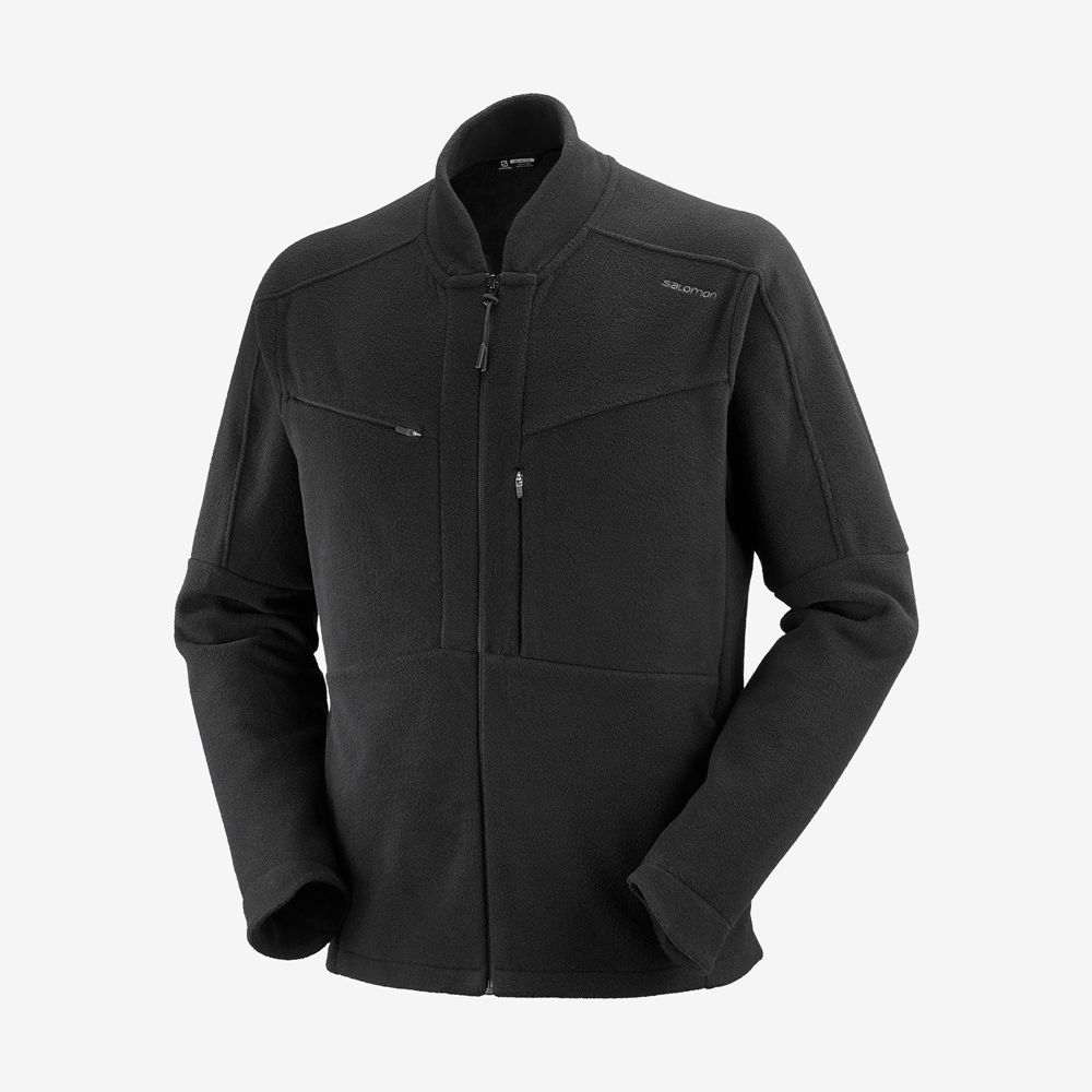 Men\'s Salomon OUTLIFE ZIP FRONT MIDLAYER M Sportswear Hoodie Black | LFTKBW-354
