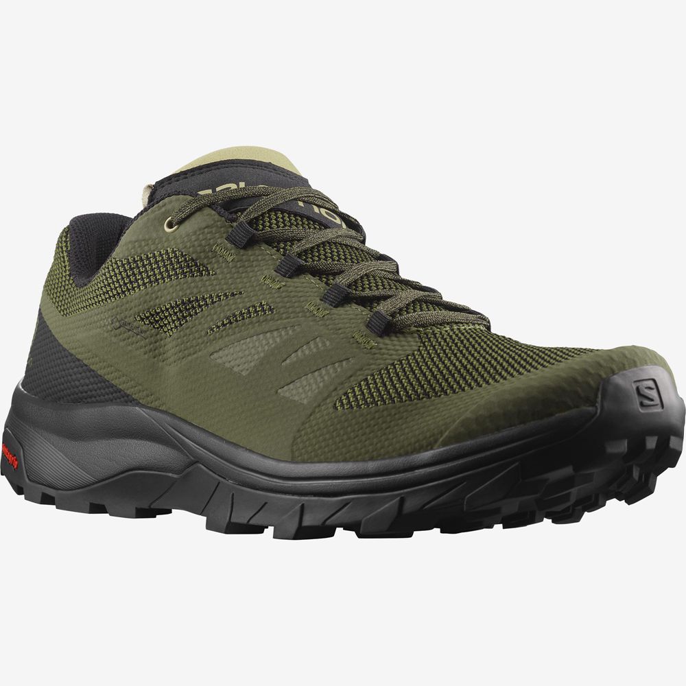 Men's Salomon OUTLINE GORE-TEX Hiking Shoes Olive Green | AUFPZV-843