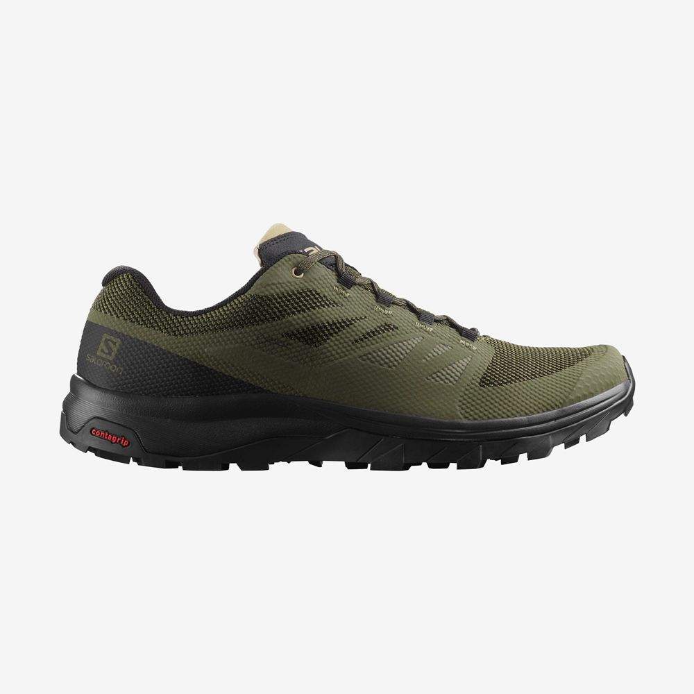 Men\'s Salomon OUTLINE GORE-TEX Hiking Shoes Olive Green | AUFPZV-843