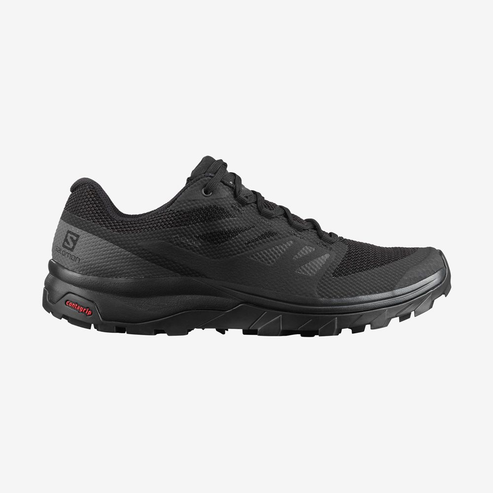 Men\'s Salomon OUTLINE GORE-TEX Hiking Shoes Black | IGZUWH-807