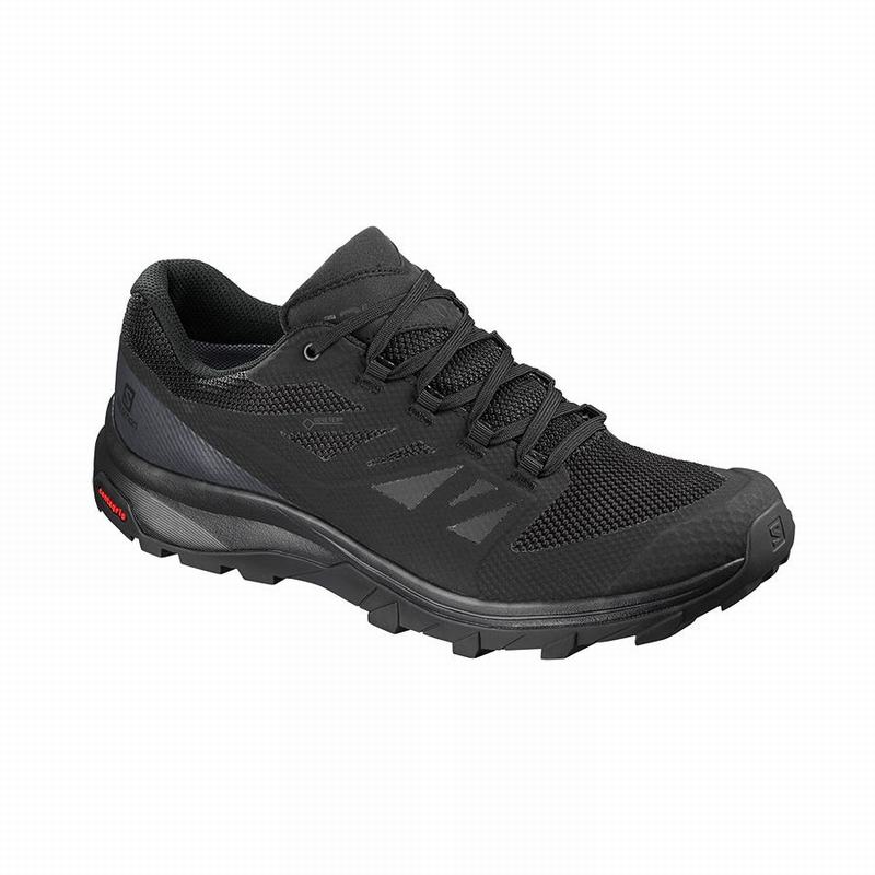 Men\'s Salomon OUTLINE GORE-TEX Hiking Shoes Black | JUHVAN-138