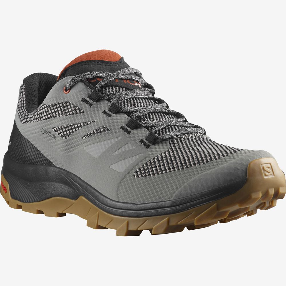 Men's Salomon OUTLINE GORE-TEX Hiking Shoes Grey | OFNSIM-324