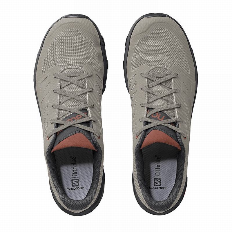 Men's Salomon OUTLINE Hiking Shoes Black / Dark Red | FZVYOR-745