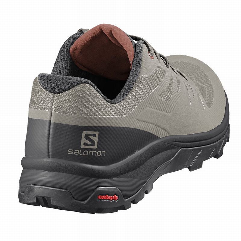 Men's Salomon OUTLINE Hiking Shoes Black / Dark Red | FZVYOR-745