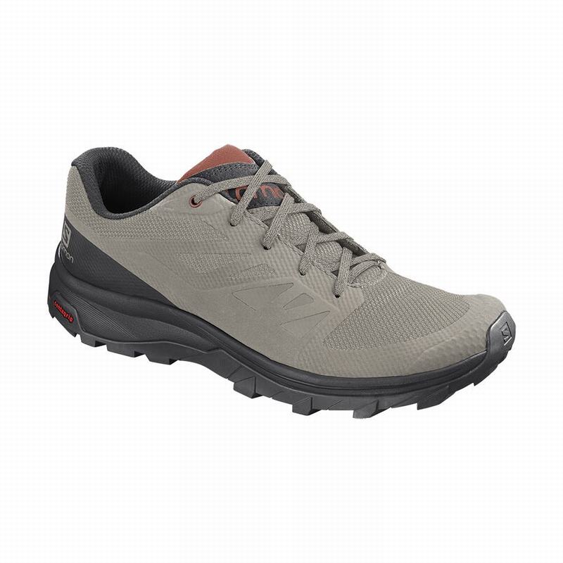 Men\'s Salomon OUTLINE Hiking Shoes Black / Dark Red | FZVYOR-745