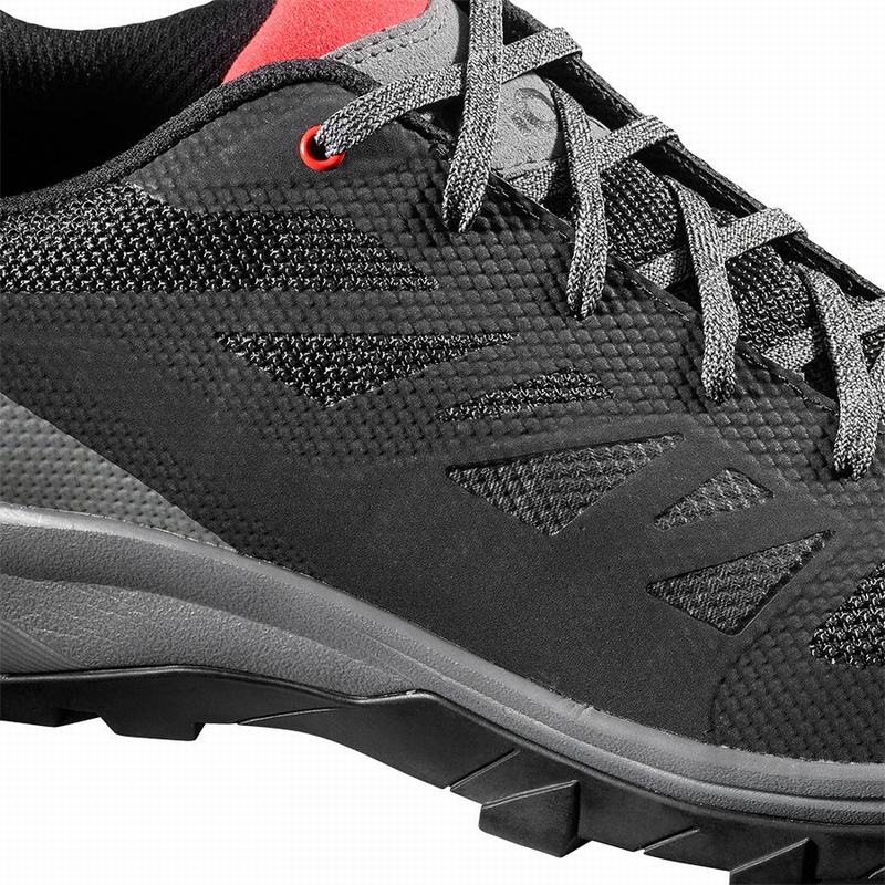 Men's Salomon OUTLINE Hiking Shoes Black / Red | NPRYVZ-670