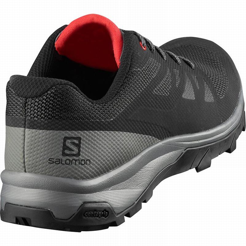 Men's Salomon OUTLINE Hiking Shoes Black / Red | NPRYVZ-670