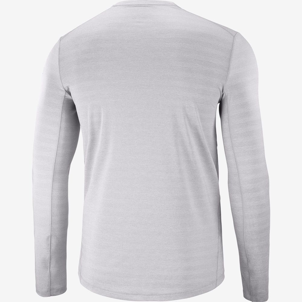 Men's Salomon OUTLINE Long Sleeve T Shirts Silver | IGWSZE-204