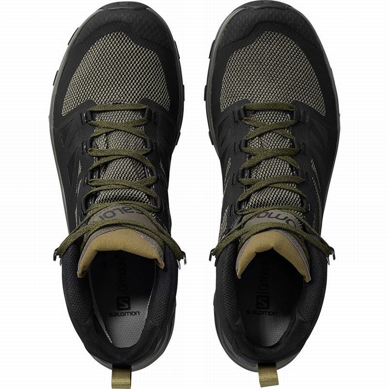 Men's Salomon OUTLINE MID GORE-TEX Hiking Boots Black / Brown | WHXIOU-562
