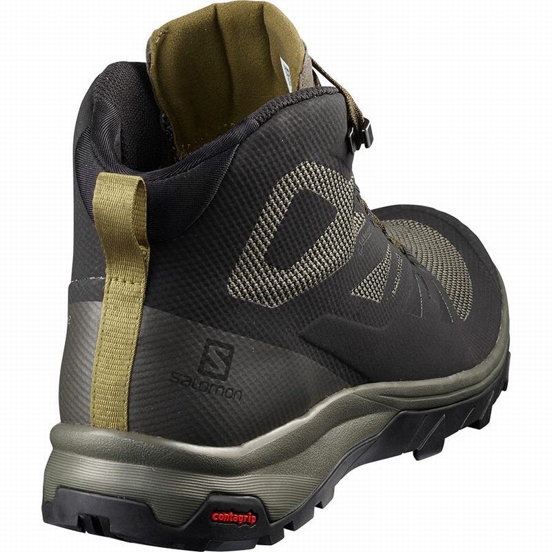 Men's Salomon OUTLINE MID GORE-TEX Hiking Boots Black / Brown | WHXIOU-562