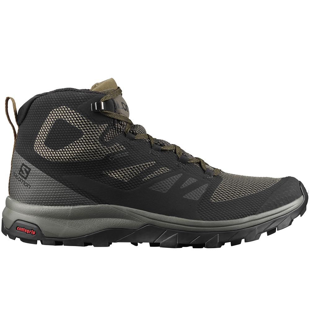 Men's Salomon OUTLINE MID GORE-TEX Running Shoes Black | OBVGKF-072