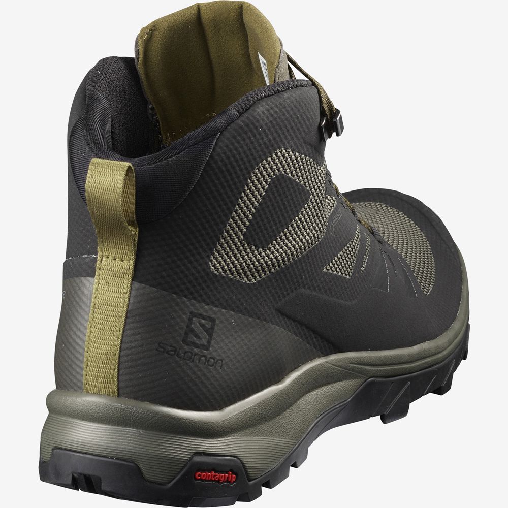 Men's Salomon OUTLINE MID GORE-TE Hiking Boots Black | SNTOKP-630