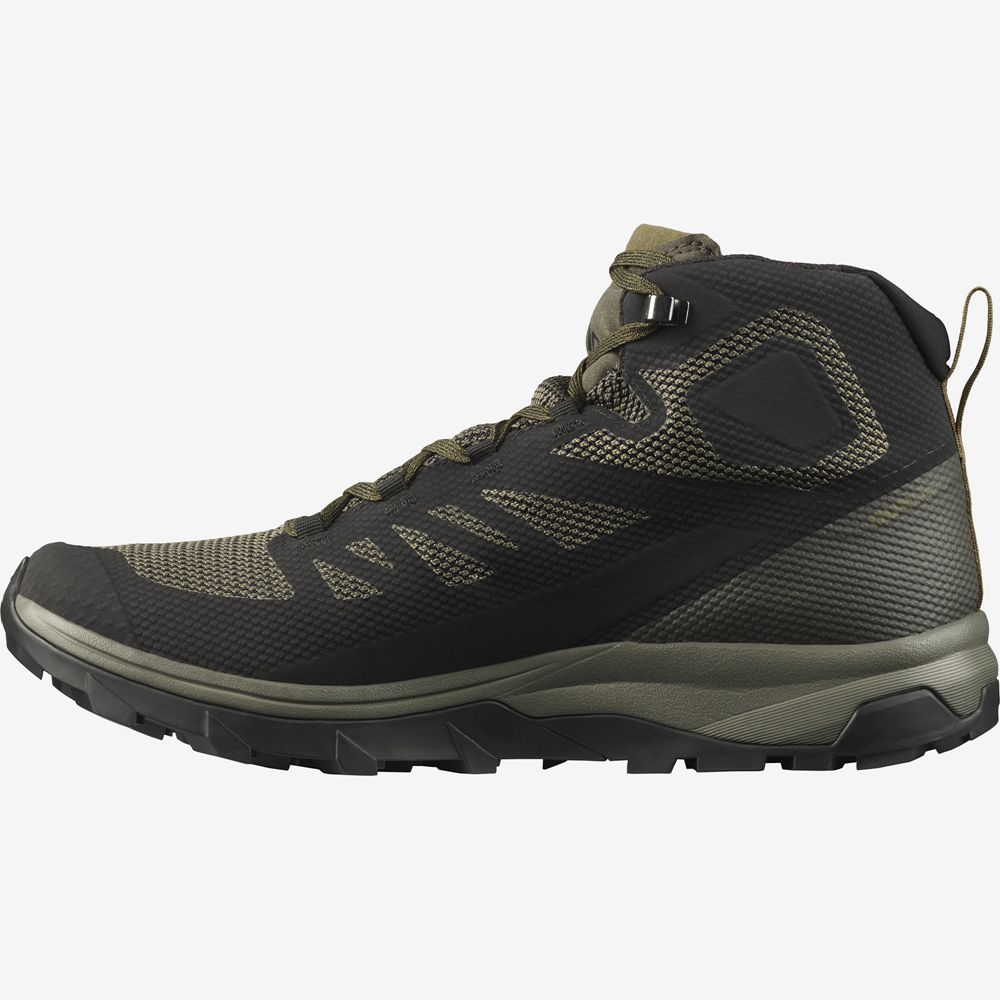 Men's Salomon OUTLINE MID GORE-TE Hiking Boots Black | SNTOKP-630