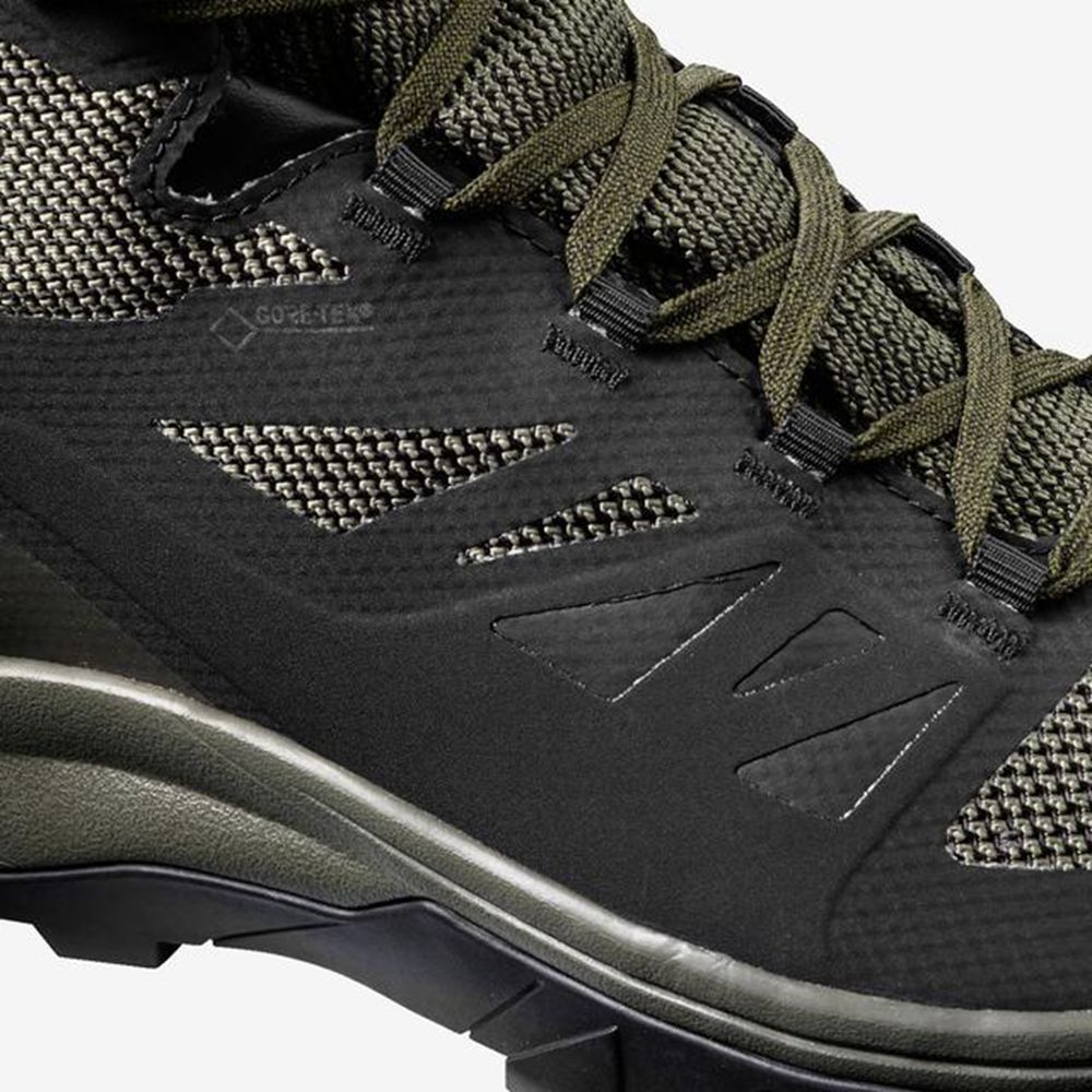 Men's Salomon OUTLINE MID GTX Hiking Shoes Black | LMFKGO-965