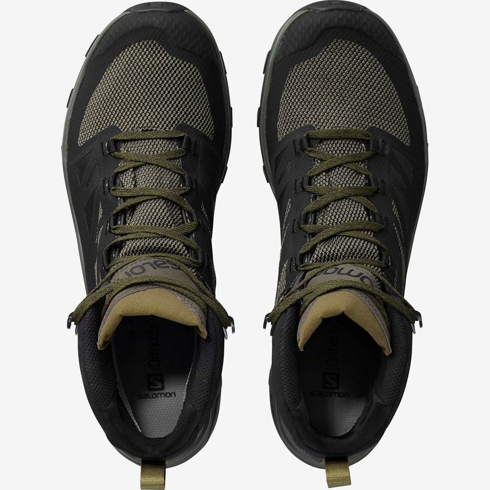 Men's Salomon OUTLINE MID GTX Hiking Shoes Black | LMFKGO-965