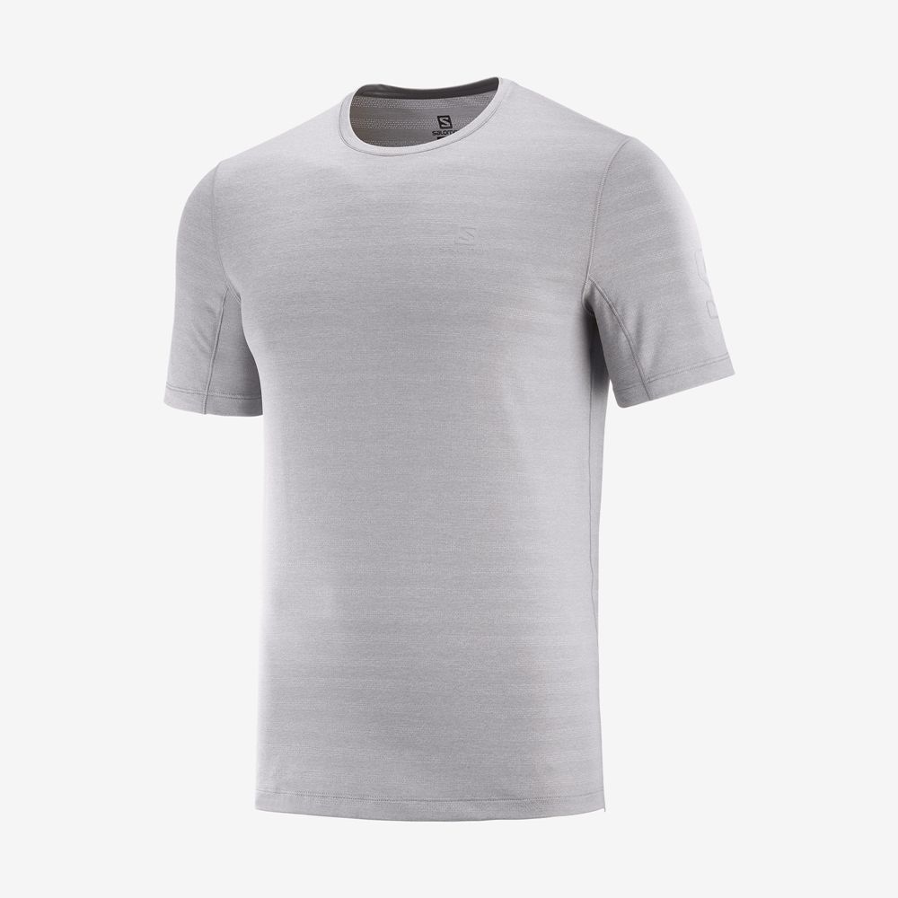 Men's Salomon OUTLINE New Trail Running Gear T Shirts Grey | EGXIKM-408