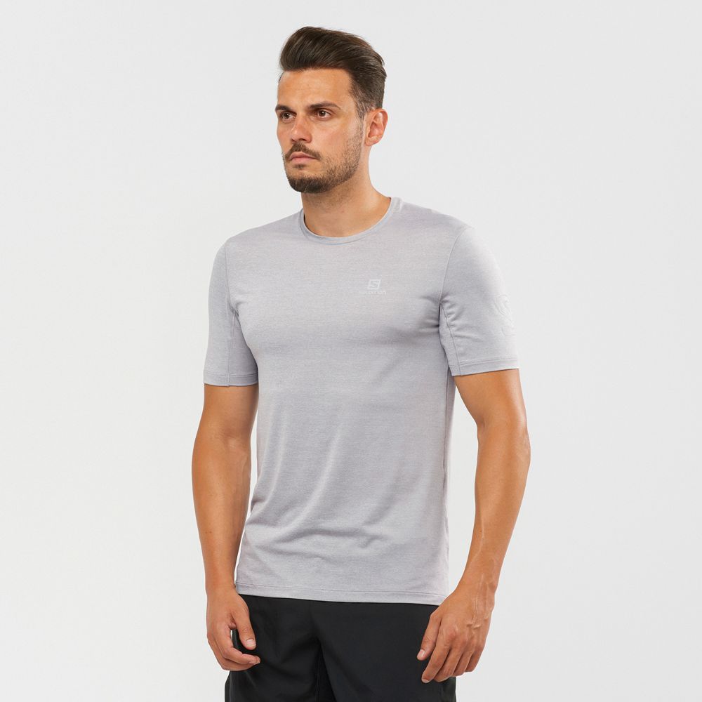 Men\'s Salomon OUTLINE New Trail Running Gear T Shirts Grey | EGXIKM-408