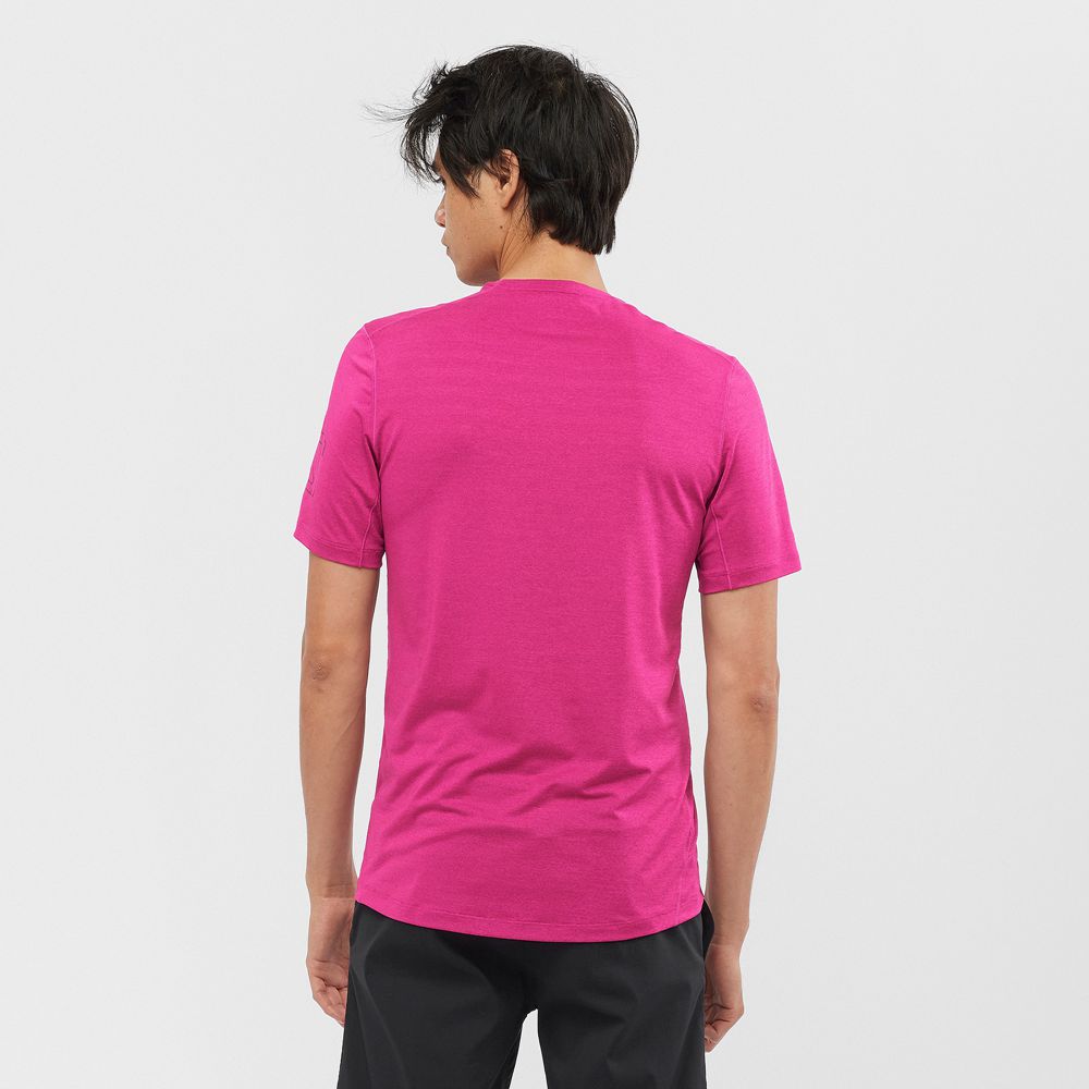 Men's Salomon OUTLINE New Trail Running Gear T Shirts Purple | FNHDYJ-856