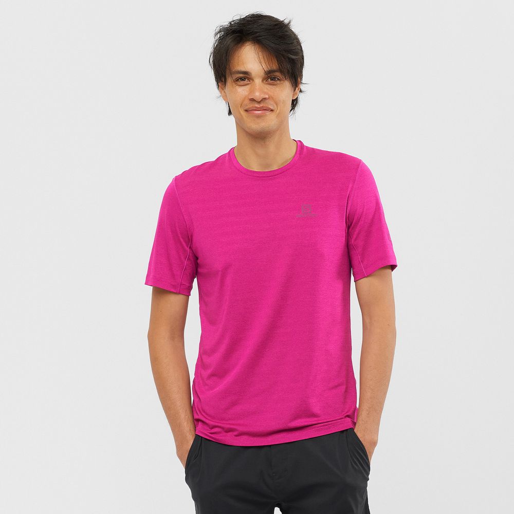 Men\'s Salomon OUTLINE New Trail Running Gear T Shirts Purple | FNHDYJ-856