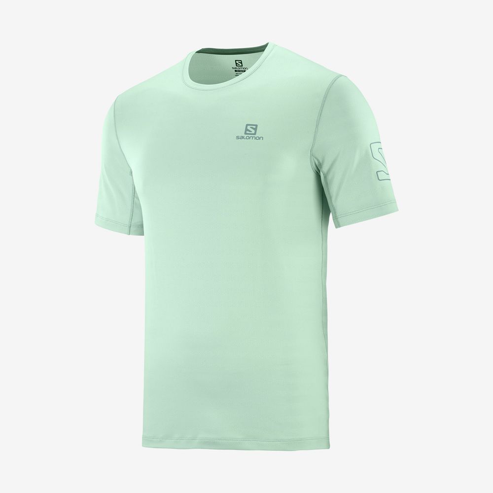 Men's Salomon OUTLINE New Trail Running Gear T Shirts Blue | HURING-572