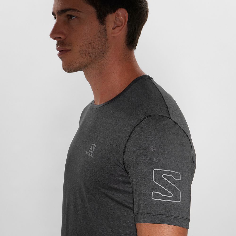 Men's Salomon OUTLINE New Trail Running Gear T Shirts Black | LZVTMB-257