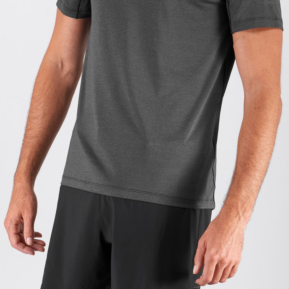 Men's Salomon OUTLINE New Trail Running Gear T Shirts Black | LZVTMB-257