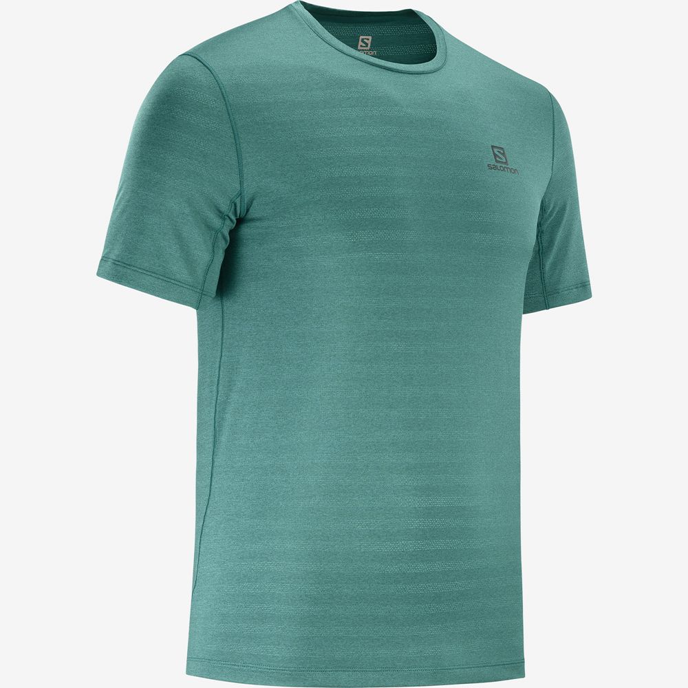 Men's Salomon OUTLINE New Trail Running Gear T Shirts Green | NTKIMW-184