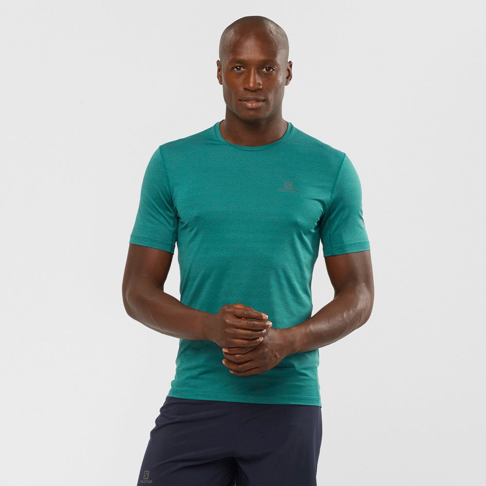 Men\'s Salomon OUTLINE New Trail Running Gear T Shirts Green | NTKIMW-184