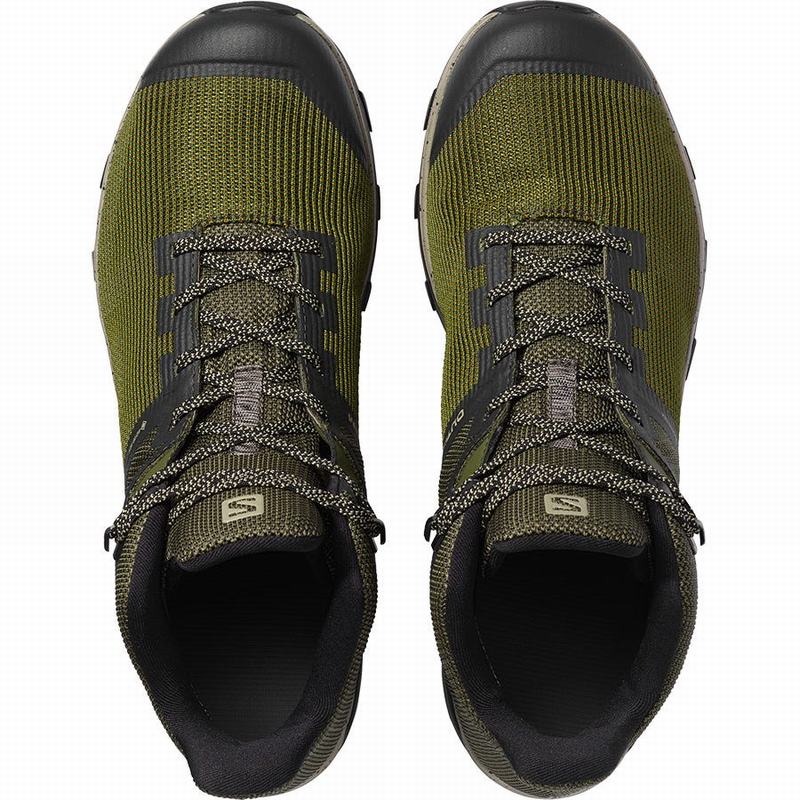 Men's Salomon OUTLINE PRISM MID GORE-TEX Hiking Shoes Olive / Black | RFXEVY-307