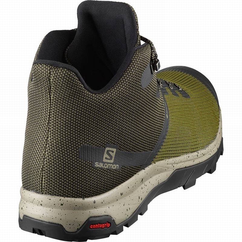 Men's Salomon OUTLINE PRISM MID GORE-TEX Hiking Shoes Olive / Black | RFXEVY-307