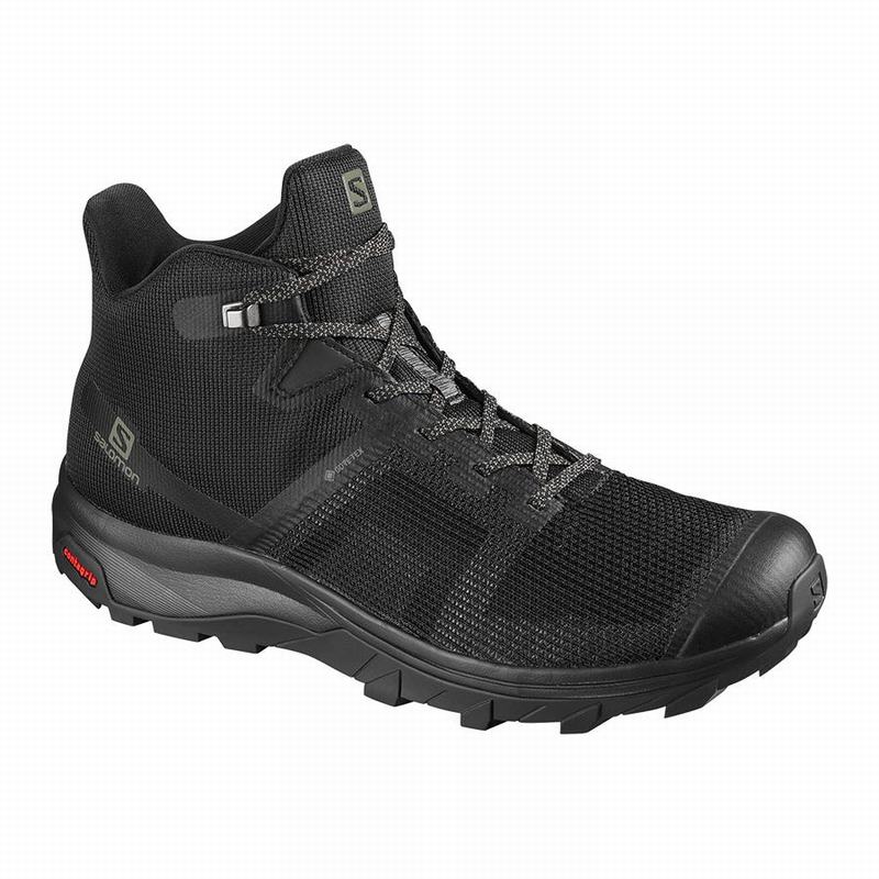 Men\'s Salomon OUTLINE PRISM MID GORE-TEX Hiking Shoes Black | RMBJSZ-061