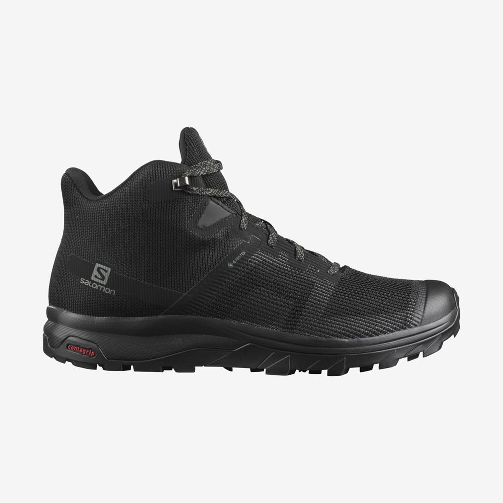 Men\'s Salomon OUTLINE PRISM MID GTX Hiking Shoes Black | JTQICN-195