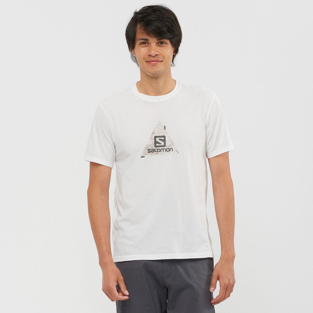 Men\'s Salomon OUTRACK BLEND Short Sleeve T Shirts White | LYUNFP-870