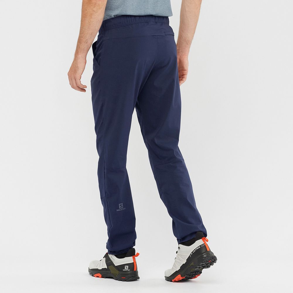 Men's Salomon OUTRACK TAPERED Pants Navy | BWOXHN-402