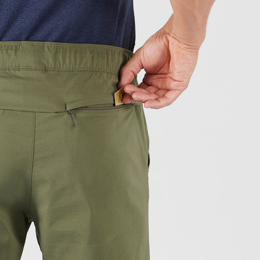 Men's Salomon OUTRACK TAPERED Pants Olive | DKFMXN-968